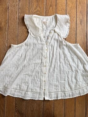 Pilcro The Keira Collared Button-Front Blouse Tank Edition White Women's Medium